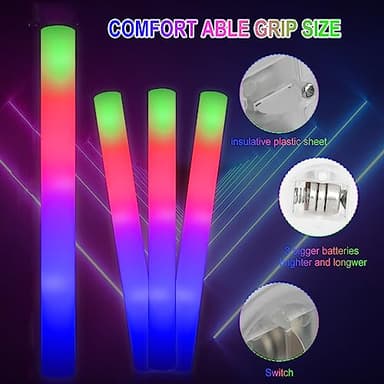 LifBetter 45 Pcs Glow Sticks Bulk- LED Foam Sticks in The Dark with 3 Modes Flashing Led Foam Multicolor Batons Light up Party Favors for Birthdays, Weddings, Concerts, Festivals - Image 5