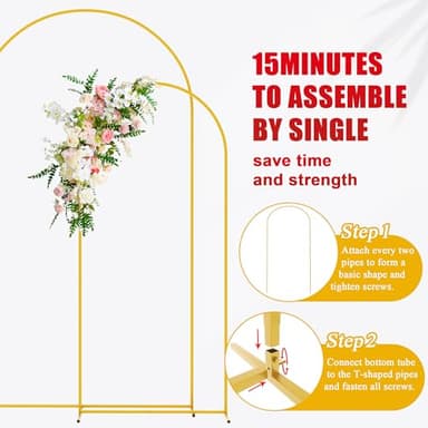 Wokceer Wedding Arch Backdrop Stand and Cover Set of 2 Metal Arch Stand with Arch Cover White 7.2FT, 6FT for Birthday Party Wedding Ceremony Bridal Baby Shower Event Decor - Image 7
