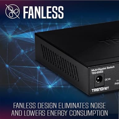 TRENDnet 6-Port Unmanaged Multi-Gig Switch, 4 x 2.5GBASE-T Ports, 2 x 10G SFP+ Ports Fanless, Compact Desktop Design, Metal Housing, Network Ethernet Switch, Lifetime Protection, Black, TEG-S562 - Image 4