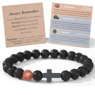 THEMEROL Cross Bracelet for Men Teen Boy Gifts Kids Confirmation Black Beaded Christian Teenage 13 Year Old Boys Gift Ideas Birthday Christmas Day Stocking Stuffers Valentines Easter Basket - Image 2