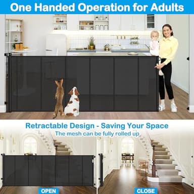 Reinforced Bottom 42" Extra Tall X 100" Extra Wide Retractable Baby Gate Extra Tall Retractable Dog Gate Outdoor Retractable Gate for Dog No Sagging Mesh Baby Gate Retractable Extra Tall Pet Gate - Image 6