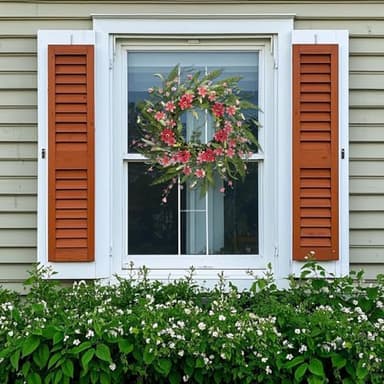 24" Artificial Spring Wreaths for Front Door, Handmade Pink Daisy Flower, Summer Large Wreath for Festival Wall Window Porch Patio Garden Farmhouse Decor - Image 7