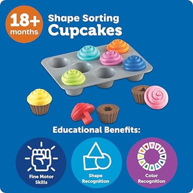 Learning Resources Smart Snacks Shape Sorting Cupcakes,17 Pieces, Ages 18 Months+, Fine Motor, Color & Shape Recognition - Image 5