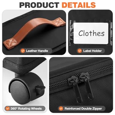 Gocvo 2Pack Under Bed Storage with Wheels,30.71 * 17.13 * 6.5 Inches Foldable Underbed Storage Containers Organizers Bins for Clothes Shoes Blankets Sweater (Black) - Image 5
