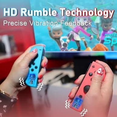 FAREMOCI Wireless Switch Controller Replacement for Switch/OLED/Lite,Dual Vibration, 6-Axis Gyro, Wake-Up, Motion Control, Screenshot, Anti-Slip grip/Joystick,Left/Right Gamepad,No NFC,(Blue and Red) - Image 6
