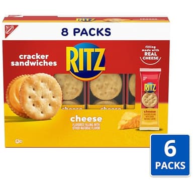 RITZ Cheese Sandwich Crackers, Lunch Snacks, 48 Snack Packs (6 Boxes, 6 Crackers Per Pack) - Image 2