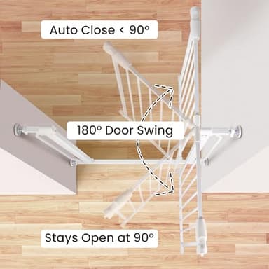 ELEVON Baby Gate for Stairs Doorways, Safety Pet Gate with Auto-Close/Hold-Open Features, Fits Openings 29.1” to 33.8”, 30” Tall, Easy Pressure Mounted Walk Through Baby Dog Gate, White - Image 4