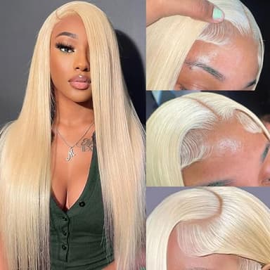 GZX 30 Inch 613 Lace Front Wig Human Hair 13x4 HD Transparent Straight Lace Front Wigs Human Hair 180% Density Glueless Wigs Natural Hairline - Image 1