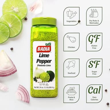 Badia Lime Pepper Seasoning, 24 oz - Pepper, Garlic & Onion, Zesty Citrus Blend for Chicken, Seafood & Vegetables - Image 2