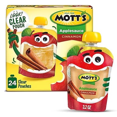Mott's Cinnamon Applesauce, 3.2 Oz Clear Pouches, 24 Count (6 Packs Of 4), No Artificial Flavors, Good Source Of Vitamin C, Nutritious Option For The Whole Family - Image 1