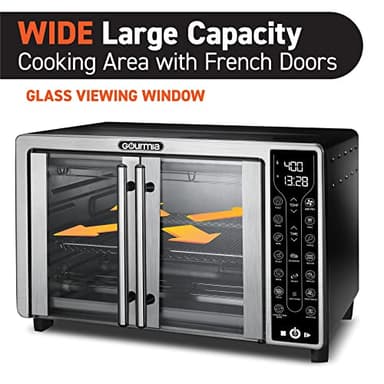 Gourmia Toaster Oven Air Fryer Combo 17 cooking presets 1700W french door digital air fryer oven 24L capacity accessories, convection rack, baking pan tray recipe book GTF7655,Large,Stainless Steel - Image 3
