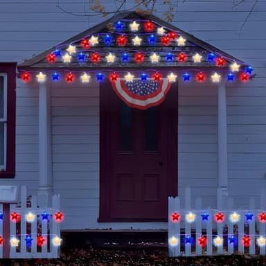 Red White and Blue Star Lights,8.5ft LED Waterproof 10 Star String Lights for 4th of July Decorations,Fairy Lights Perfect for Indoor Outdoor Independence President Patriotic Theme Memorial Day Decor - Image 7