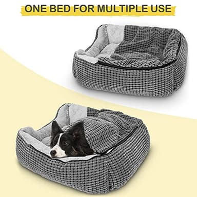 GASUR Dog Beds for Large Medium Small Dogs, Rectangle Cave Hooded Blanket Puppy Bed, Luxury Anti-Anxiety Orthopedic Cat Beds for Indoor Cats, Warmth and Machine Washable (25 inches, Grey) - Image 6