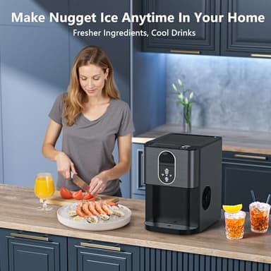 Portable Nugget Ice Maker Countertop, Self-Dispensing Pebble Ice Maker, 44 lbs/Day Soft Chewable Pellet Ice Machine for Home, Kitchen, Bar, Single Button Operation, Compact Design Ice Making Machine - Image 3
