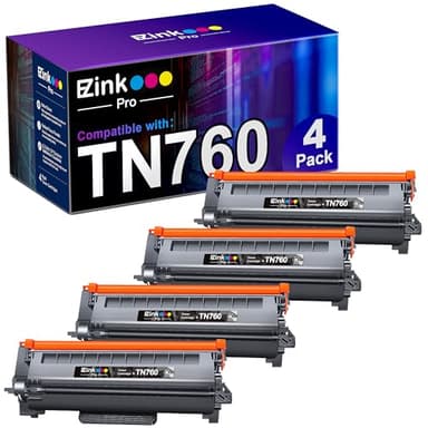 E-Z Ink Pro TN760 TN-760 TN730 TN-730 Toner Cartridge Replacement for Brother tn760 TN-760 to Use with HL-L2350DW HL-L2370DW HL-L2390DW HL-L2395DW MFC-L2710DW MFC-L2750DW Printer(4black) - Image 1