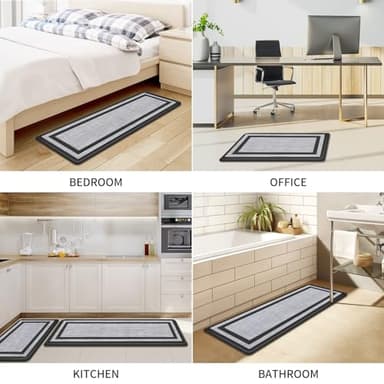 Mattitude Kitchen Mats Set of 2,Cushioned Anti-Fatigue Non-Skid Rug Sets Ergonomic Comfort Standing Mat for Kitchen, Floor, Office, Sink, Laundry, Black and Gray - Image 7