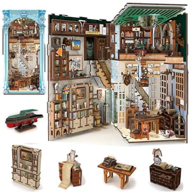 MiniCity Book Nook Kit, DIY Dollhouse Booknook, Book Nook Miniature Kit for Bookshelf Insert Decor Crafts for Adults Teen Halloween, 3D Wooden Puzzle with Led Light (Hemingway House) - Image 1