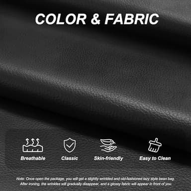 Hobestluk Giant Bean Bag Chair Lazy Floor Sofa, Memory Foam Fireside Sofa for Adults, Big Beanbag Faux Leather Armless Chair for Living Room Bedroom Dorm Office (Black, Single) - Image 5
