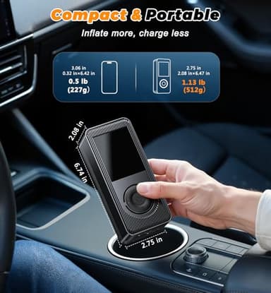 Tire Inflator Portable Air Compressor - 160PSI Fast Inflation Rechargeable Battery & 12V DC Adapter Powered Air Pump for Car Bike Motorcycle Tires Balls with LCD Display, LED Light, Pressure Gauge - Image 5