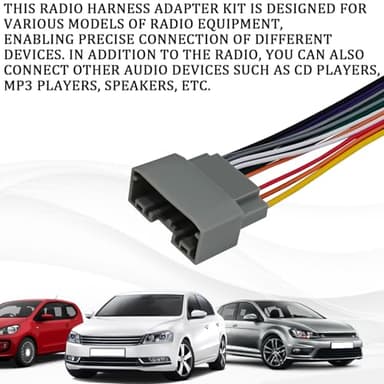 QKYS 3PCS Car Radio Stereo Wiring Harness Kit, Radio Wiring Harness Adapter Connector, Car Audio DVD Modified Power Speaker Cable with Antenna Adapter Connector (Multicolored) - Image 6