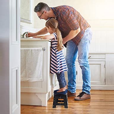 ACSTEP Folding Step Stool 9'' Tall Kids Step Stool Holds Up to 300 lb Plastic Foldable Step Stools for Kids Non-Slip Surface with Carry Handle Collapsible Stool for Home, Outdoor and Indoor(Black) - Image 8