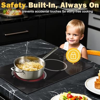 2 Burner Electric Cooktop, 12 Inch Electric Stove Top, 120V Double Burner Countertop Stove 2000W with Timer & 9-Level Adjustment, Sensor Touch Control, Child Lock, Built-in Radiant Cooktop Pladeca - Image 4