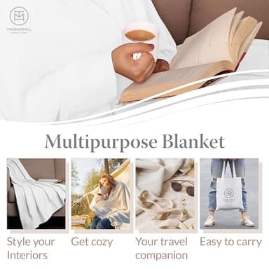 Threadmill Luxury Cotton Blanket for King Size Bed | All-Seasons Breathable Oeko TEX 100% Cotton King Size Blanket | Cozy Soft Thermal fits California King Size Bed 106 x92 inches | White - Image 2