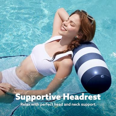 SLOOSH Strip Type Hammock Pool Floats Adults, 4-in-1 Multi-Purpose Inflatable Pool Floaties PVC Water Hammock Lounge (Strip- Navyblue) - Image 4