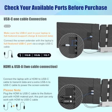 KEFEYA Laptop Screen Extender, 14" FHD 1080P IPS Laptop Monitor Extender Dual Screen, Portable Monitor for Laptops 13-17" with USB-C/HDMI Port, Plug n Play for Windows/Mac/Android/Switch/PS5 - Image 4