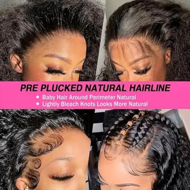 KRKRYQ 26 Inch Deep Wave Lace Front Wigs Human Hair 13x6 Lace Front Wig Human Hair Pre Plucked with Baby Hair 200% Density HD Lace Frontal Wigs for Women Curly Human Hair Wigs Natural Color - Image 9