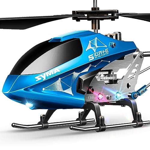 SYMA Remote Control Helicopter, S107H-E Aircraft with Altitude Hold, One Key take Off/Landing, 3.5 Channel, Gyro Stabilizer and High &Low Speed, LED Light for Indoor to Fly for Kid and Beginner Blue - Image 1