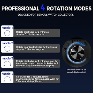 BEWISHOME Watch Winder for Automatic Watches, Automatic Watch Winder Box Watch Spinner with LED Light, Double Watch Winder with Quiet Motor Wooden 4 Modes Battery or Type-C Adapter, Brown SYQ02Y - Image 6