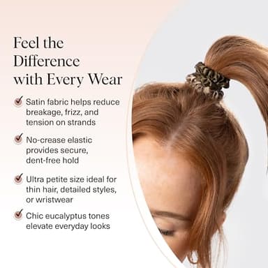 Kitsch Ultra-Petite Satin Scrunchies for Women - Softer Than Silk Scrunchies | Hair Ties No Damage for Frizz-Free Sleep | Perfect for Day or Night Hair Accessories - Eucalyptus, 6 pcs - Image 3