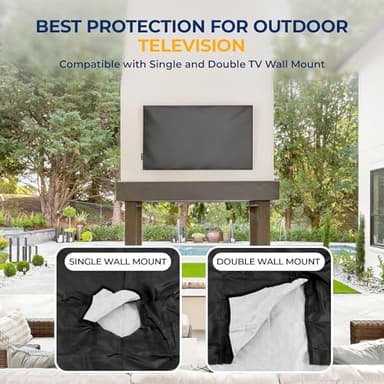 SereneLife Waterproof Outdoor TV Cover for 50-65 inch TV – Indoor/Outdoor Weatherproof Television with Bottom Cover, Thick Fabric, Dustproof and Weatherproof TV Cover with Remote Control Pocket, Black - Image 5