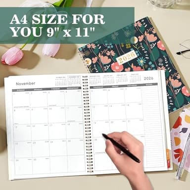 2026 Monthly Planner - January 2026 - December 2026, 9" x 11", Large Calendar 2026, 12 Months Planner with Monthly Tabs, Double Pockets, Spiral Binding - Image 3