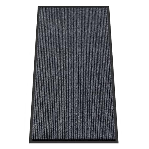Kuyal Front Door Mat, 3'x6' Indoor Outdoor Entrance Mat, Commercial Floor Mats Inside Outside Entrance, Heavy Duty Durable Welcome Mats, Rubber Backing Non Slip Outdoor Mats for Entryway,Dark Gray - Image 1