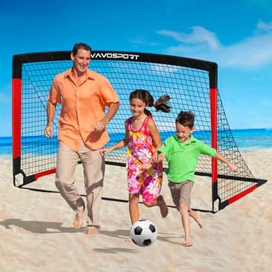 Kids Soccer Goals for Backyard Set, 2 of 6x4 ft Portable Pop Up Soccer Goal Training Equipment, Soccer Net with Soccer Ball, Ladder, Cones, Soccer Set for Youth Toddler Games, Sports - Image 7