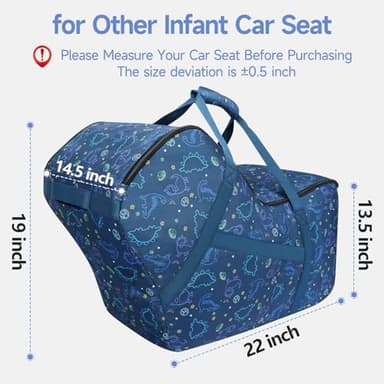 YOREPEK Infant Car Seat Travel Bag Compatible with Nuna Pipa Car Seat and Base,Fit for Graco SnugRide 35 Lite and Base,Car Seat Carrier for Airport,Carseat Travel Cover for Baby Travel Essentials,BLUE - Image 4