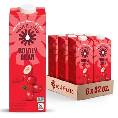 Revl Fruits™ 100% Juice, Boldly Cran™ Cranberry Juice, No Added Sugar, 32 fl oz. Carton (Pack of 6) - Image 1