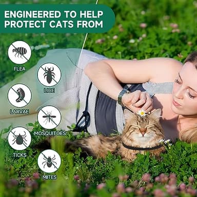 4 Pack Flea Collar for Cats, Cat Flea and Tick Treatment, 8 Months Protection Flea and Tick Prevention for Cats, Waterproof Cat Flea Collar, Adjustable Cat Flea and Tick Collar for Cats Kittens, Black - Image 2