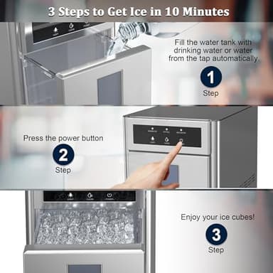 Zyerch Nugget Ice Maker, 44Lbs/24H Countertop Ice Makers, Self-Cleaning Ice Machine with 4.4 Lbs Basket, Auto Water Refill, Chewable Pebble Ice Maker for Home Kitchen Party - Image 5
