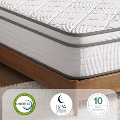 Novilla 10 inch Twin Mattress, Hybrid Mattress Twin Size with Comfortable Foam & Individually Pocket Spring, Mattresses in a Box for Back Pain Relief & Support, Certipur-Us Certified - Image 7