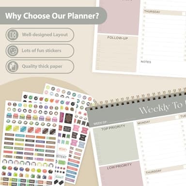 Weekly To Do List Notepad, Undated Planner with 52 Sheets (8.5''x11''), Desk Weekly Planner for Women & Man, Home School & Work - Image 6
