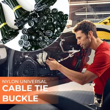Nylon Universal Cable Tie Buckle – Heavy Duty Self-Locking Zip Ties Holder with Pin & Button Design, Plastic Cable Ties Tool Fasteners Car Body,Zip tie Clips (50pcs Black) - Image 2