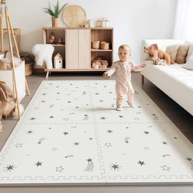PIGLOG Baby Foam Play Mat, 72x48 Crawling Mat, Floor Mats for Kids for Baby with Interlocking Floor Tiles, Toddler Play Mats for Indoor and Outdoor, Easy to Clean Playroom Playmats - Image 1