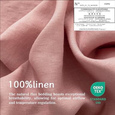 EVERLY Linen Sheets Set King Size,100% French Stonewash Pure Linen Bed Sheets,4Pieces (1Flat Sheet,1Fitted Sheet,2Pillowcase) Suitable for Hot Sleepers,Deep Pocket Natural Bedding Set-Pink - Image 4