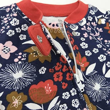 HonestBaby Footed Sleep & Play Pajamas Organic Cotton for Infant Baby Boys (Last Chance), Copper Fields Floral Navy, Newborn - Image 3