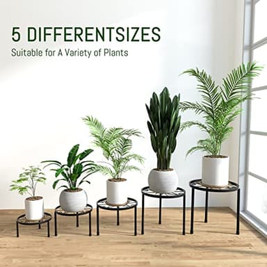 Linpla 5-Pack Decent Metal Plant Stands, Heavy Duty Flower Pot Stands for Multiple Plant, Anti-Rust Iron Plant Pot Shelf, Decoration Racks for Home Indoor and Outdoor (5 Pack Black) - Image 2
