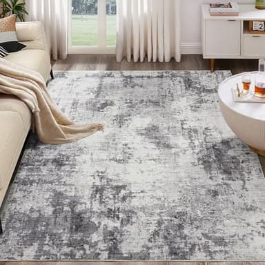 TARANCH Washable Rug 8x10 Area Rugs for Living Room: Modern Abstract Neutral Soft Large Rug for Bedroom Dining Room Under Kitchen Table Home Office Decor - Grey - Image 7