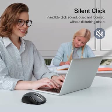 TECKNET Wireless Mouse (BT5.0/3.0 & 2.4G) Rechargeable 4800 DPI Silent USB A & Bluetooth Mouse 6 Buttons, Wide Compatibility - Grey - Image 6